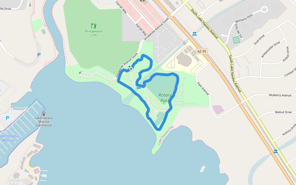 Rotary Park walking route map in Lake Havasu City