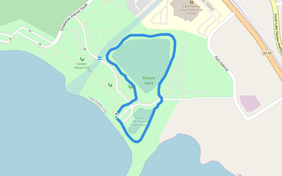 Rotary Park walking route map in Lake Havasu City