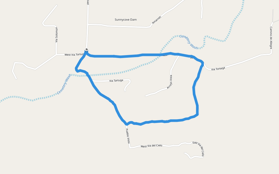 Sunnycove Dam- South Kellis Road walking route map in Wickenburg