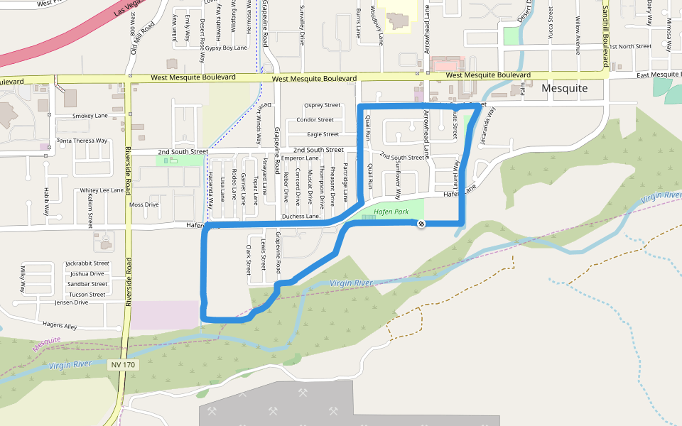 Map Of Mesquite Nevada Hafen Park Wander- Und Laufweg - Mesquite, Nevada, Vereinigte Staaten |  Pacer
