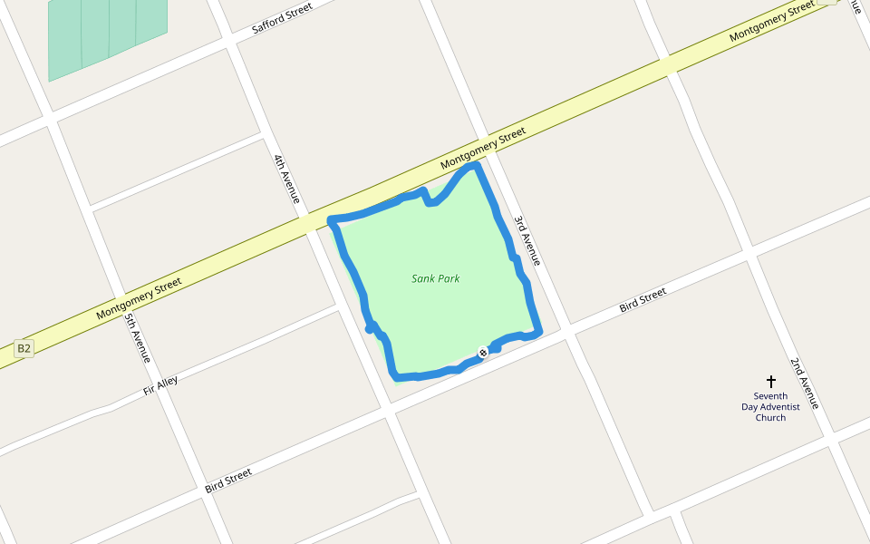 Sank Park walking route map in Oroville