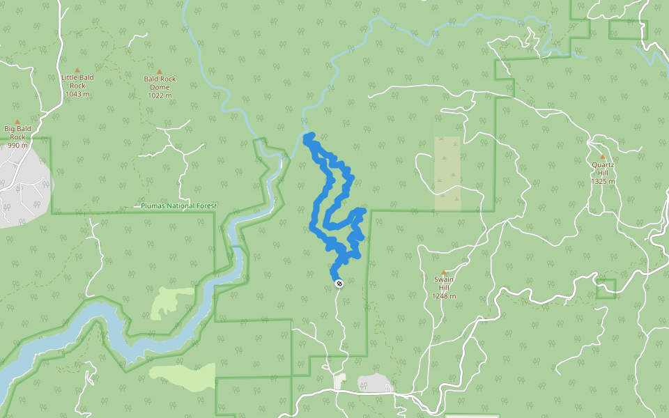 Frey Creek - Feather Falls Trail walking route map in Oroville