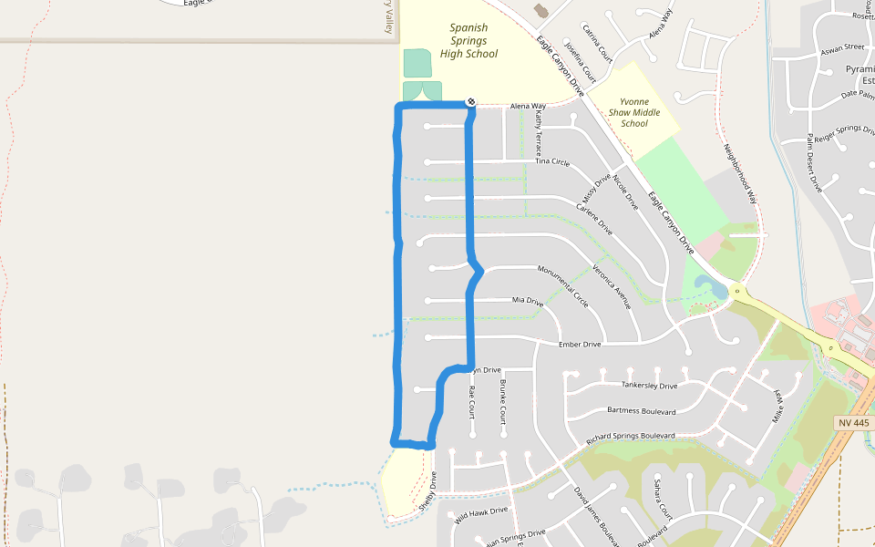 Spanish Springs High School walking route map in Spanish Springs