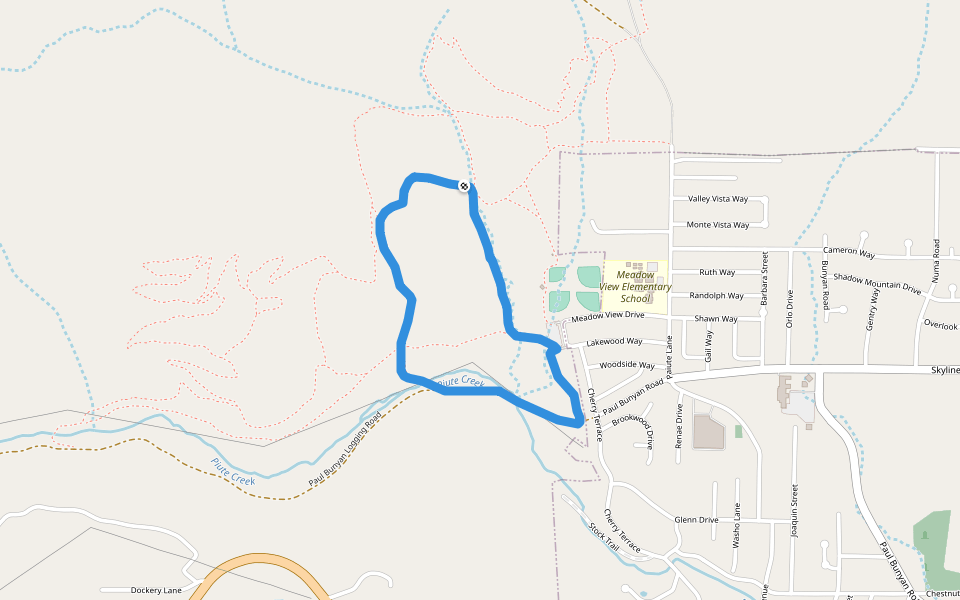 Meadow View Elementary School walking route map in Susanville