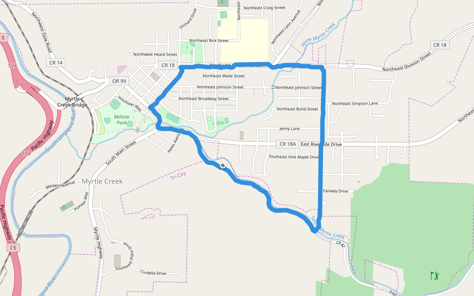 Stinebaugh Park Walking and Running Myrtle Creek, Oregon, USA Pacer