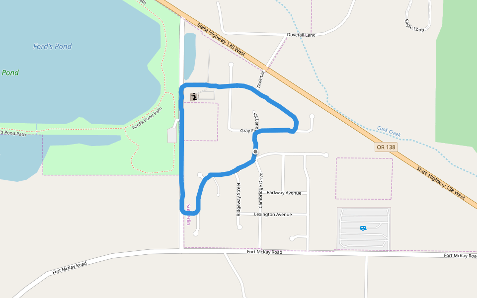 Calapooia Free Methodist walking route map in Sutherlin