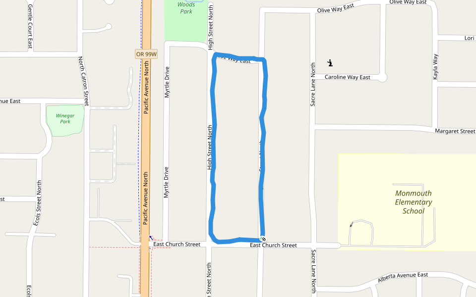 Gentle Woods Park walking route map in Monmouth