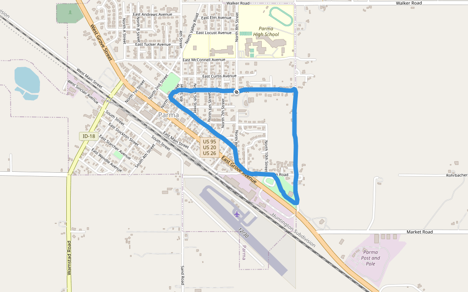 Parma walking route map in Parma