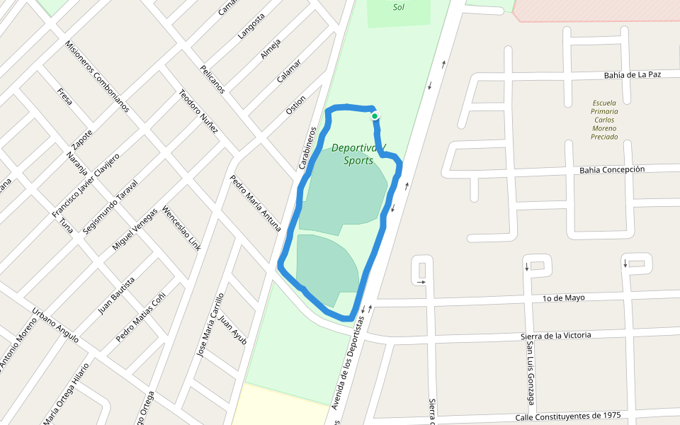 Deportivas/Sports walking route map in La Paz