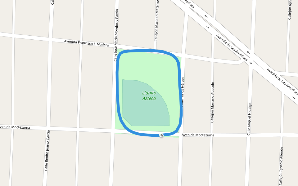 Llanito Azteca walking route map in Empalme