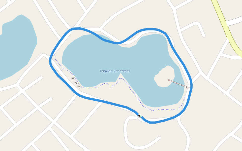 Laguna Zacatecas walking route map in El Rosario