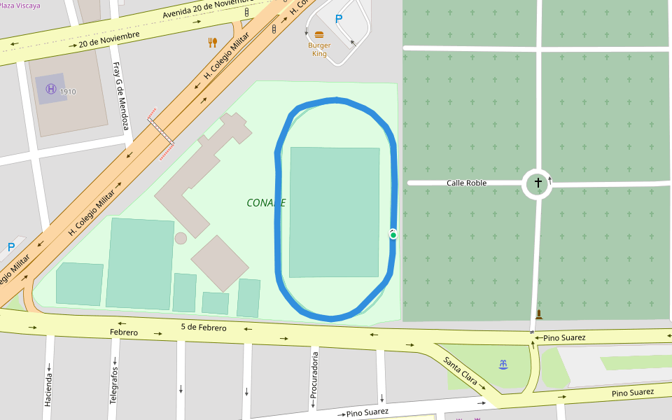 CONADE walking route map in Durango