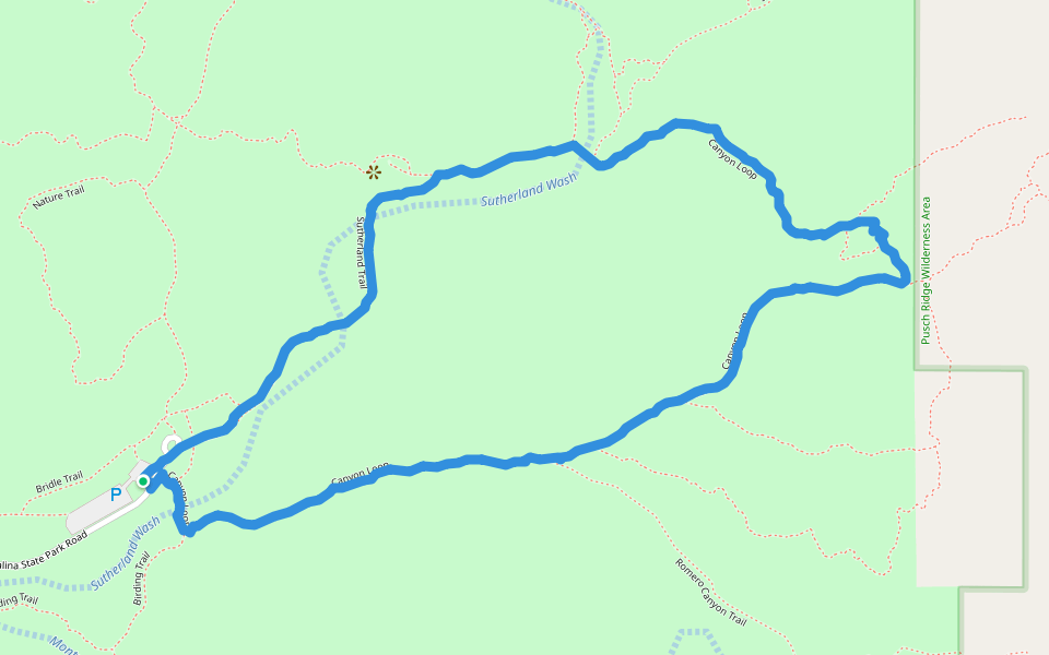 Catalina State Park walking route map in Oro Valley