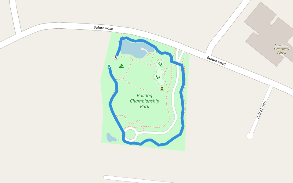 Bulldog Championship Park walking route map in Socorro