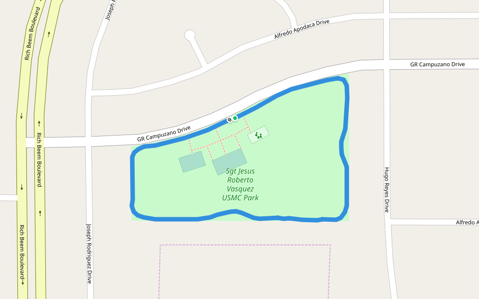Sgt Jesus Roberto Vasquez USMC Park walking route map in El Paso