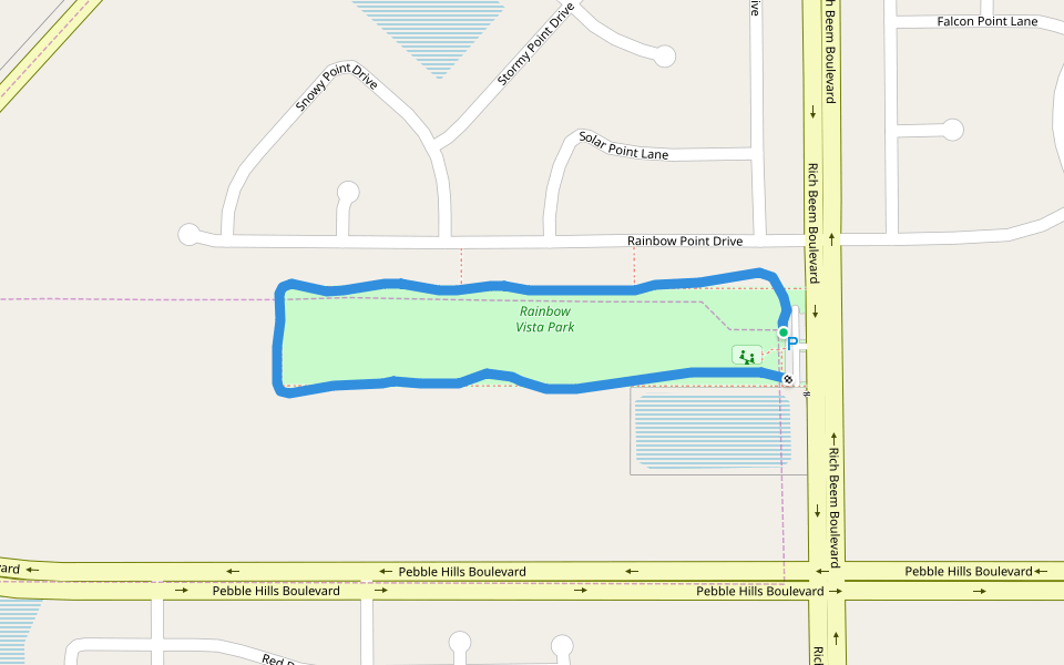 Rainbow Vista Park walking route map in El Paso