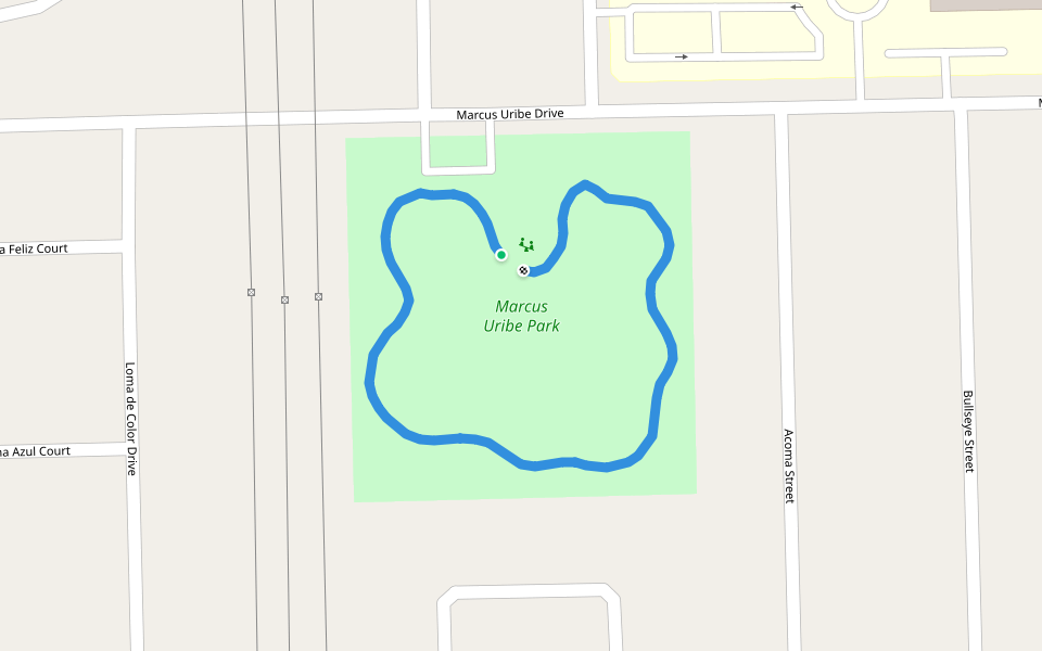 Marcus Uribe Park walking route map in El Paso