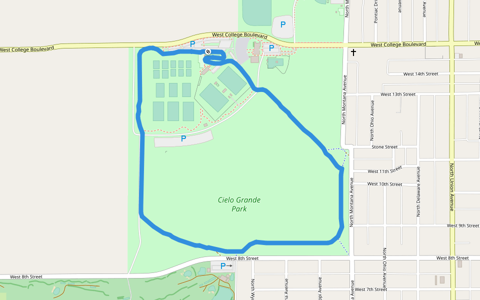 Cielo Grande Park walking route map in Roswell