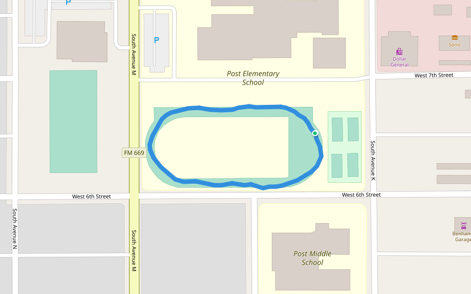 Post Elementary School walking route map in Post
