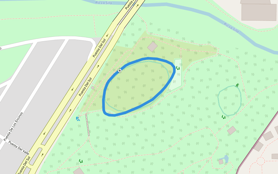 Parque La Pastora walking route map in Guadalupe