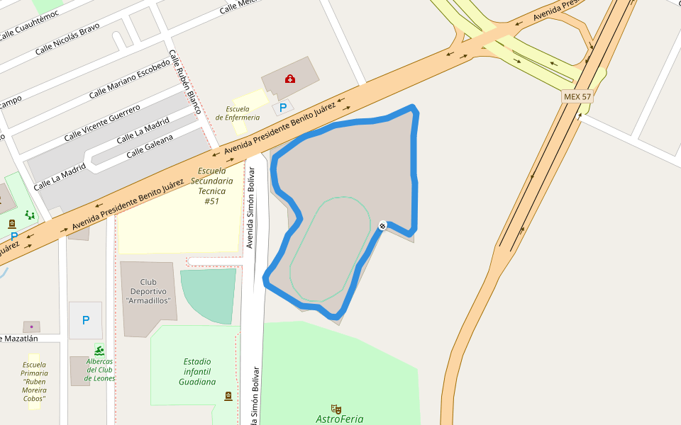 AstroFeria walking route map in Nueva Rosita