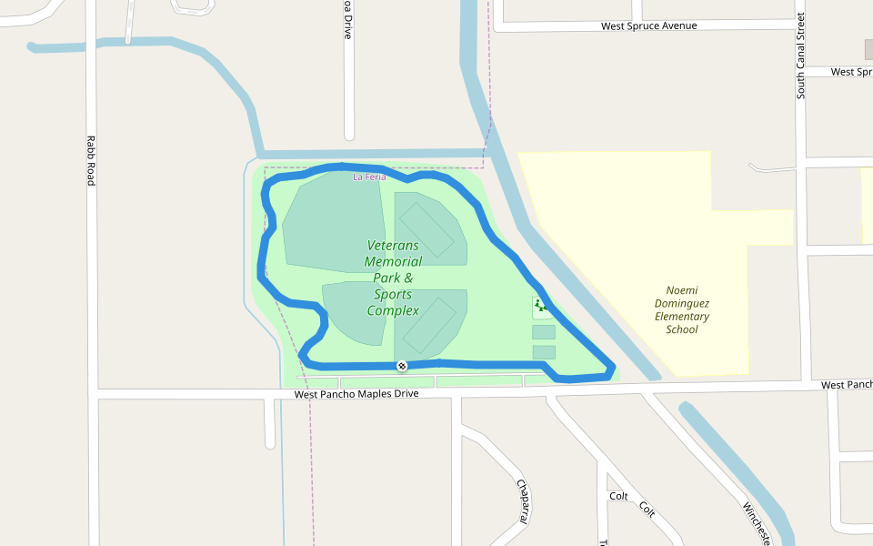 Veterans Memorial Park & Sports Complex walking route map in La Feria