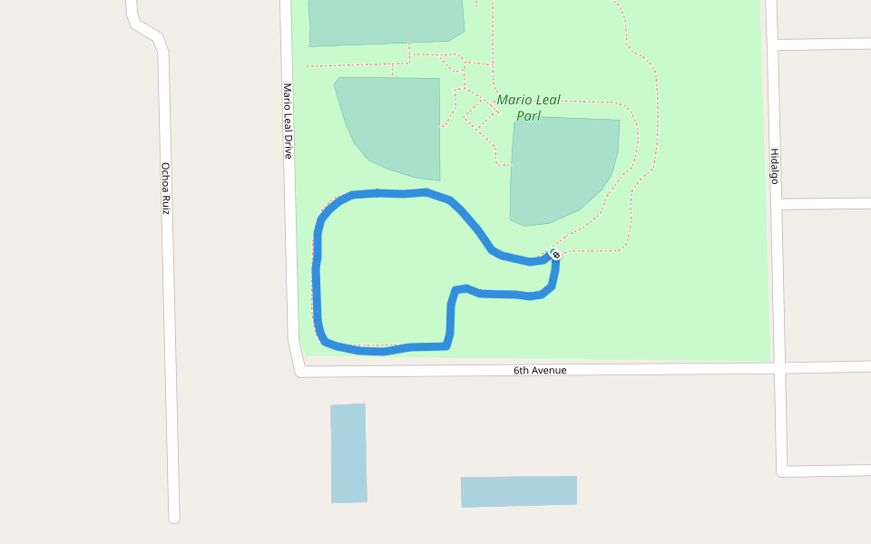 Mario Leal Parl walking route map in Elsa