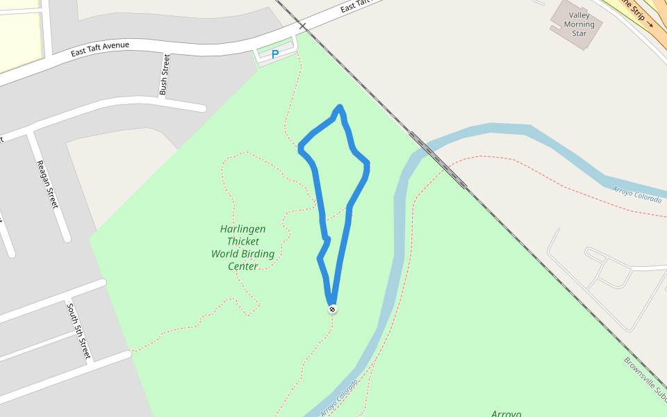 Harlingen Thicket World Birding Center walking route map in Harlingen