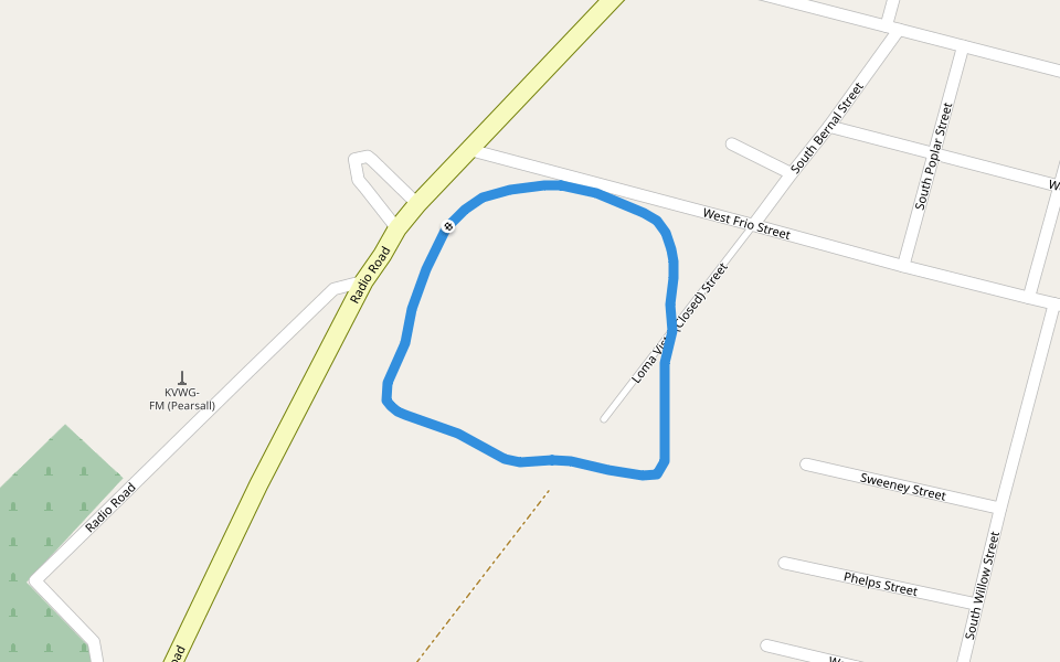Loma Vista (Closed) Street walking route map in Pearsall