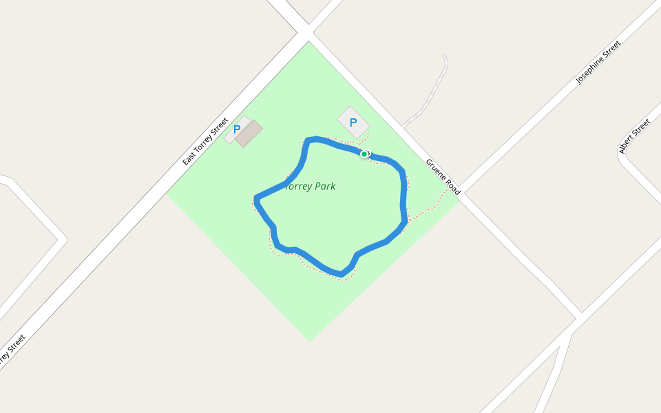 Torrey Park walking route map in New Braunfels