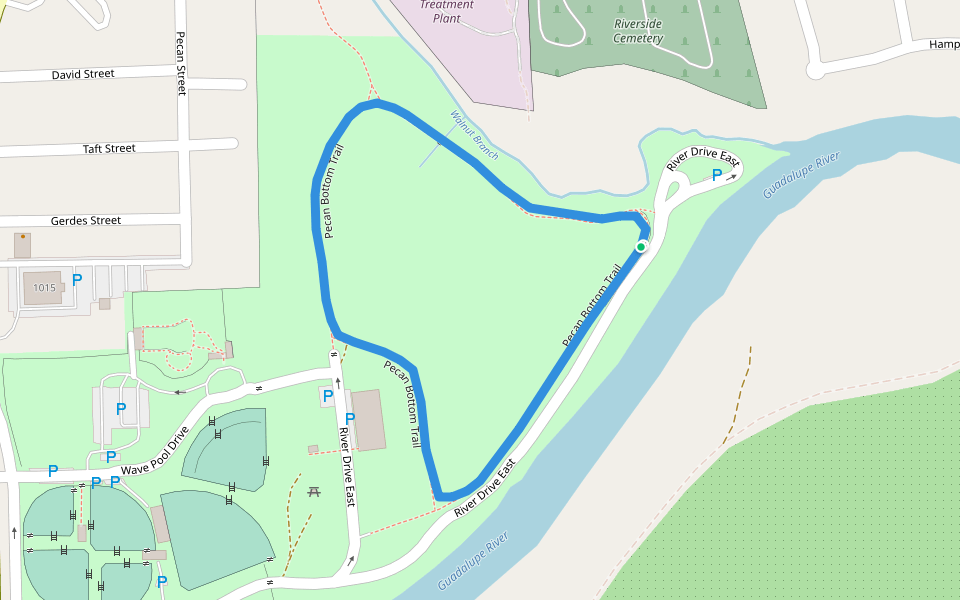 Max Starcke Park walking route map in Seguin