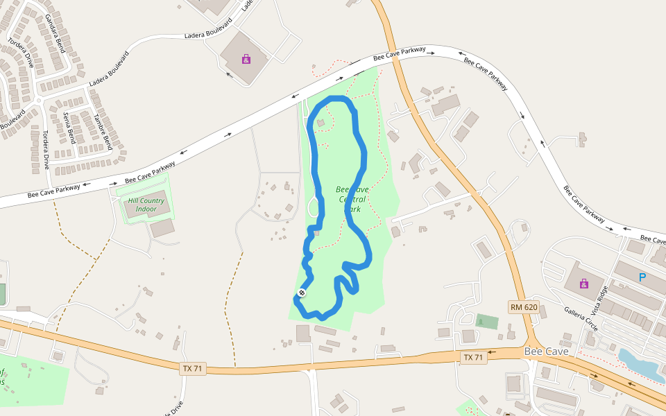 Bee Cave Central Park walking route map in Bee Cave