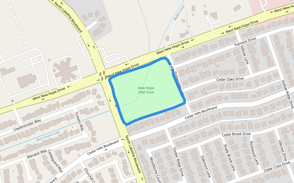 New Hope PND Park walking route map in Leander