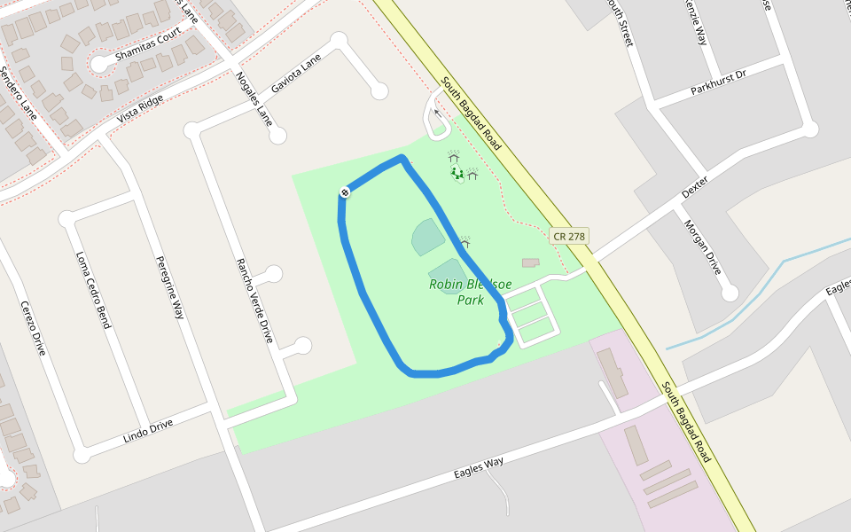 Robin Bledsoe Park walking route map in Leander