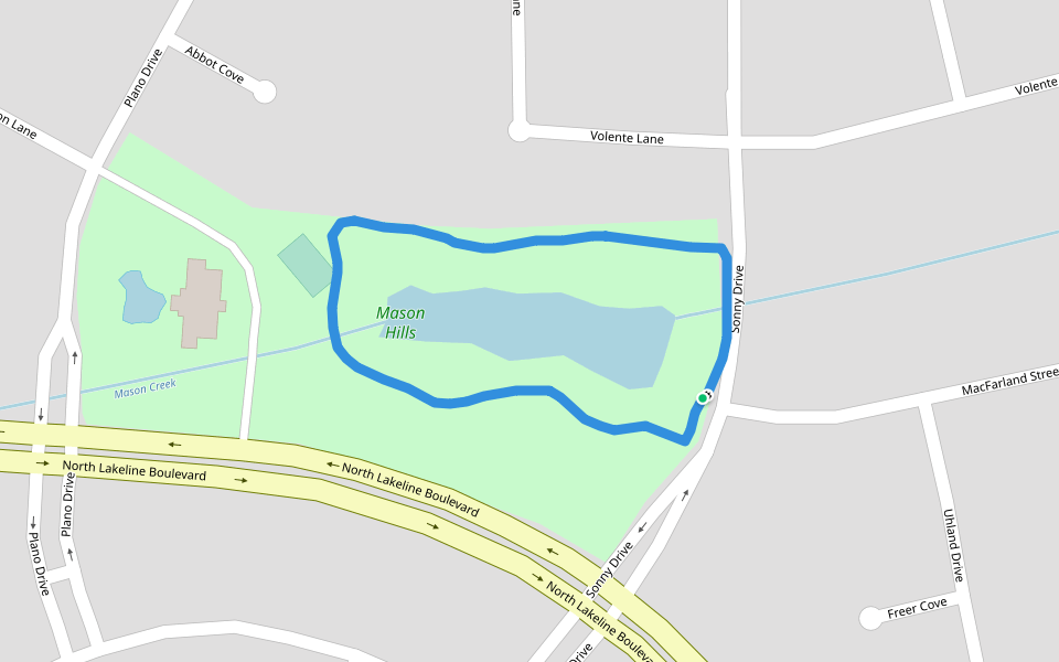 Mason Hills walking route map in Leander