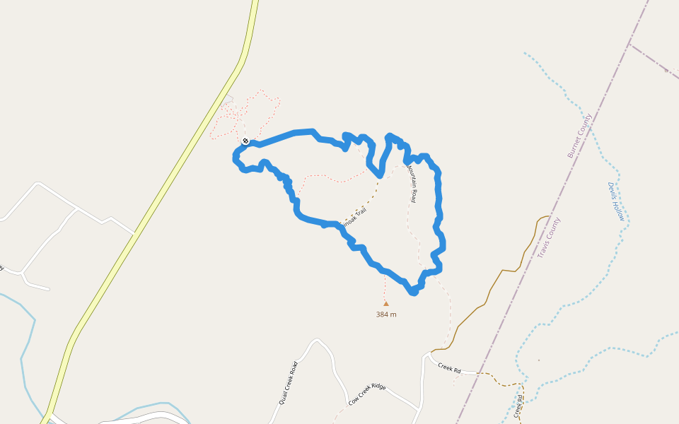 Indiangrass Trail walking route map in Marble Falls