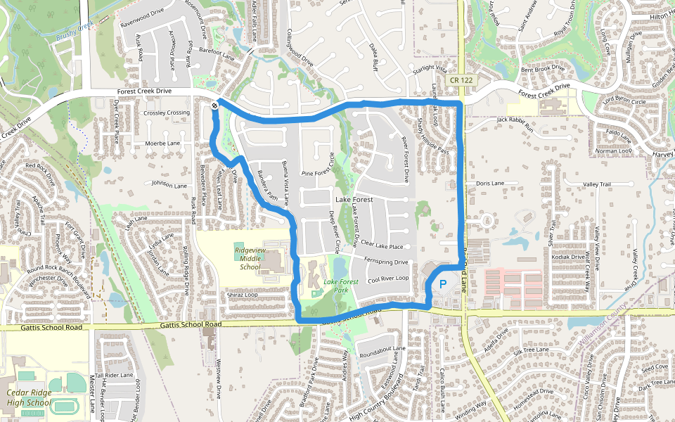 Lake Forest Park walking route map in Round Rock
