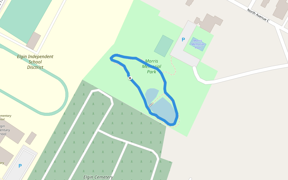 Morris Memorial Park walking route map in Elgin