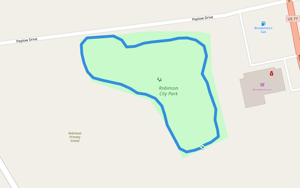 Robinson City Park walking route map in Robinson