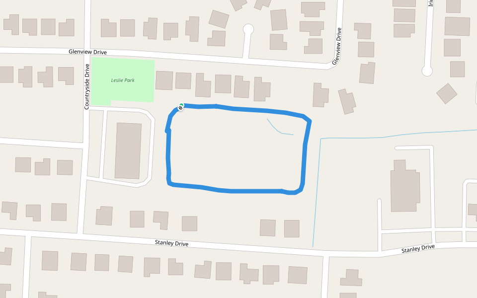Leslie Park walking route map in Aubrey