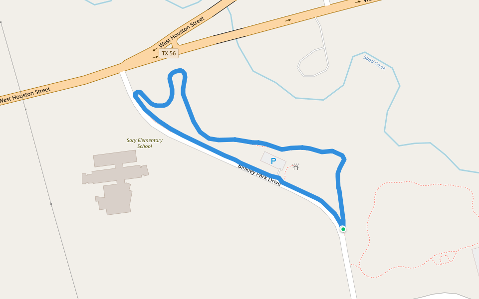 Binkley Park walking route map in Sherman