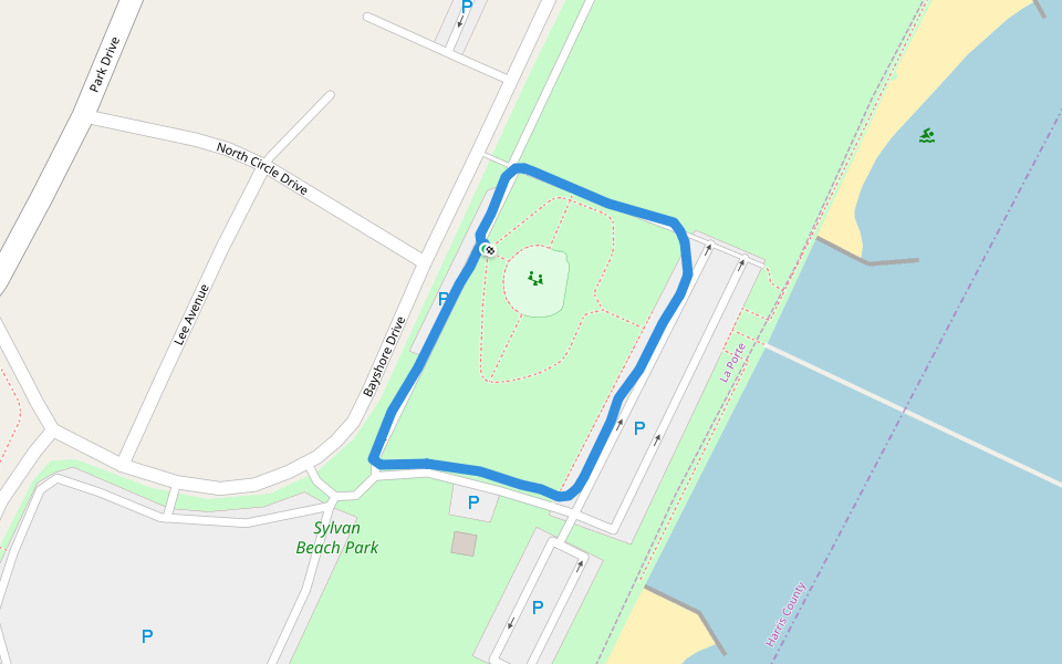 Sylvan Beach Park walking route map in La Porte