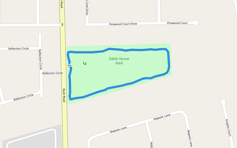 Eddie Huron Park walking route map in Baytown