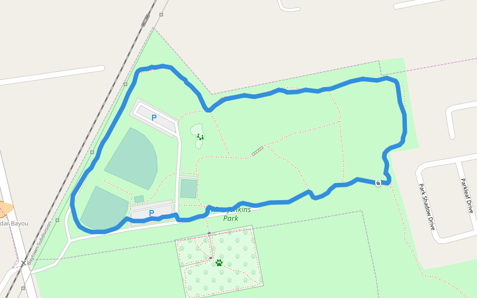 W. L. Jenkins Park walking route map in Baytown