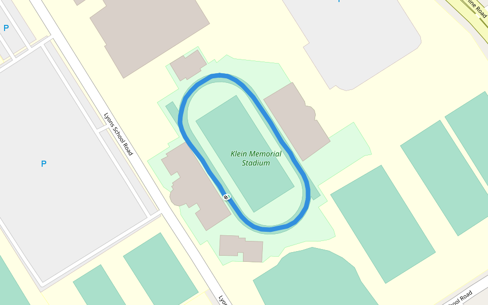 Klein Memorial Stadium walking route map in Spring