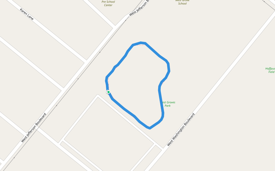 West Groves Park walking route map in Groves