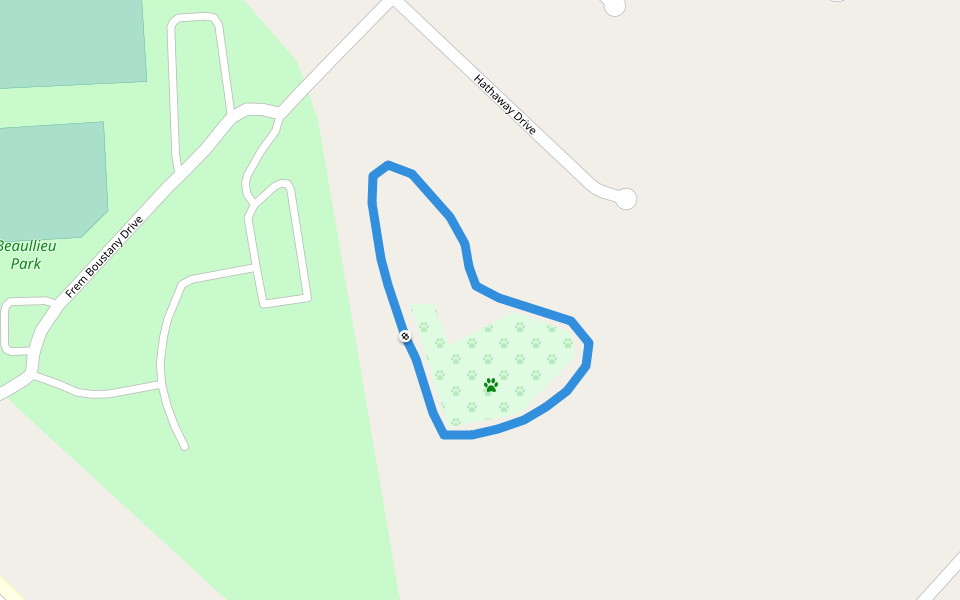 Beaullieu Park walking route map in Lafayette