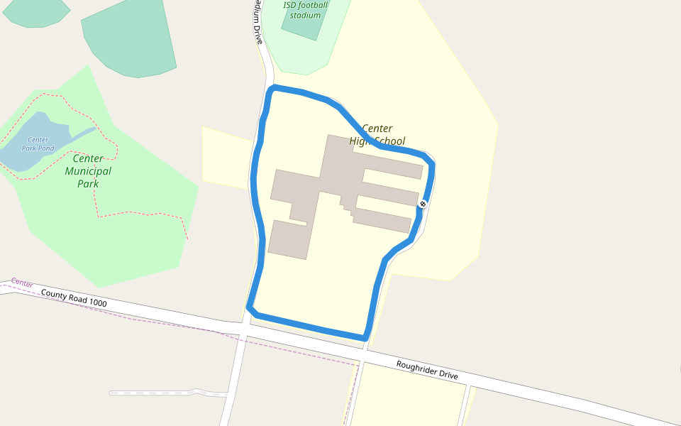 Center High School walking route map in Center