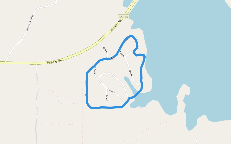 Grand Bayou Reservoir walking route map in Coushatta