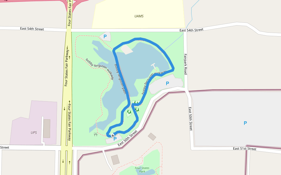 Bobby F. Ferguson Park, walking route map in Texarkana